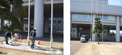 新潟県庁(スキッドレス防滑工事施行中)